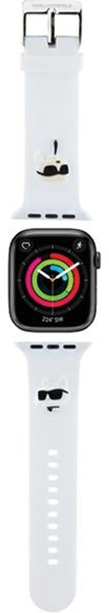 Karl - Lagerfeld - 3D rubberen Karl&Choupette hoofdband voor Apple Watch 42/44/45/49mm - wit