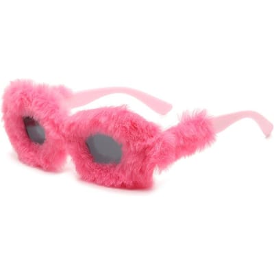 Y2K Lunettes de Soleil Punk Pleinement Laineuses Douces Lunettes Dames Pour Hommes Tendance Fourrure Velours Rose Lunettes de Soleil Dame Élégante Style Designer de Luxe Lunettes Style