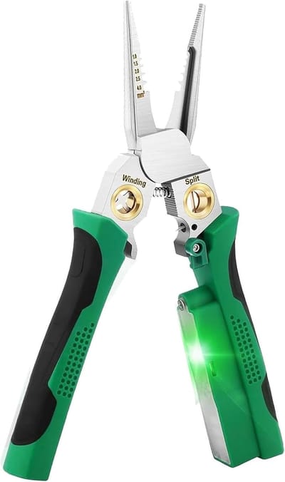 Multifunctionele Draadstripper - Elektrisch Gereedschap - Bedradingsprojecten Vereenvoudigen - Geïntegreerde Spanningstester - 20.7 cm Lengte - Groen Zwart