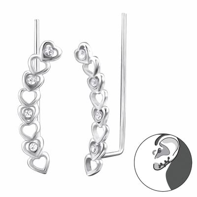 Montebello Oorbellen Lulu - 925 Zilver E-Coating - Pin - Hart - 3x20mm