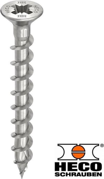 Heco TOPIX-plus scharnierschroeven RVS A2 Pozidrive PZ-2 platverzonken kop 4,5 x 40 mm 500 stuks