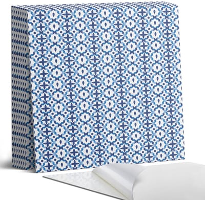Coloray Plaktegels - Geometrisch bloemenpatroon Portugese Tegels - 30 cm x 30 cm - Blauw Plaktegels - 9 stuks - Vierkant PVC Tegels - Plaktegels Keuken - Zelfklevende Vloertegels - Vinyl Tegels Zelfklevend - Zelfklevende Tegels