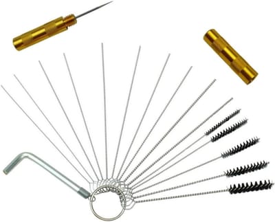 Roestvrijstalen spuitreinigingsset, complete set met borstel, reinigingsgereedschap en naald voor lakonderhoud