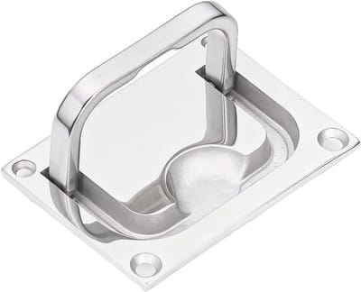 Dailygoods- Boot Ring Luik 316 Roestvrij Staal - Flush Pull 76/96mm - Vierkante Vloergesp - Voor Schepen - Spiegel Polijsten - Diameter Montagegat 5mm - Dekluik