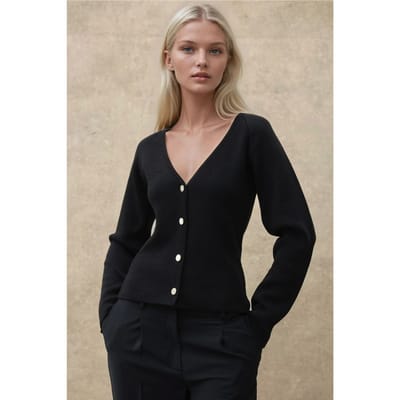 Aangesloten V-hals Knopen Cardigan