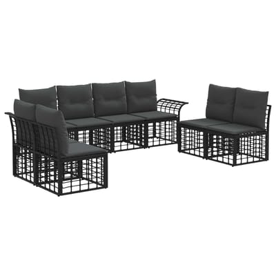 vidaXL - Buiten - bank - set - 8 - st - Zwart - en - Donker - Grijs - Polyester