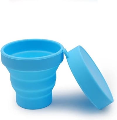 Go Go Gadget - Opvouwbare beker - Siliconen - Inclusief deksel - Opberger menstruatie cup - Multifunctioneel - 110ML - Blauw