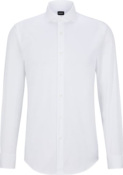 BOSS Hank slim fit smoking overhemd - twill - wit - Strijkvriendelijk - Boordmaat: 40