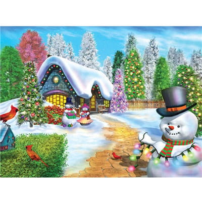 5D Diamond Painting Kerstboom Diamant Borduren Sneeuwpop Kruissteek Vol Strass 20X30CM blue