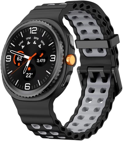 Strap-it Ocean siliconen bandje met gespsluiting geschikt voor Samsung Galaxy Watch 9 (40/44mm) / Watch 8 (40/44mm) / 8 Classic (46mm) - zwart/grijs
