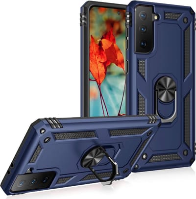 Anti-Shock Hybrid Ring Armor Hoesje Geschikt voor: Samsung Galaxy S21 FE - Blauw