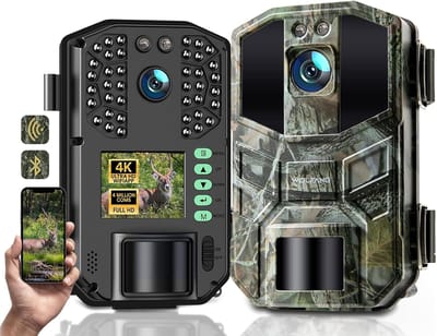 Wildlife Camera - Zwart - 64 MP - 4K HD Beeldopname met Nachtzicht - Voor Jacht en Binnenmonitoring