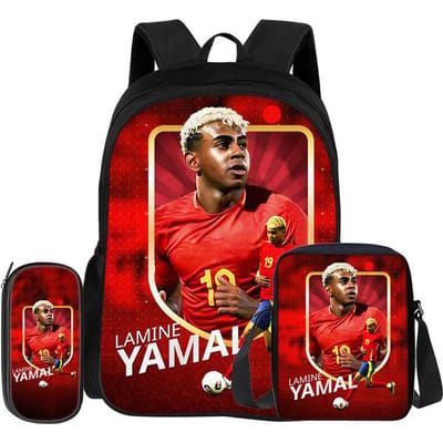 Leer, Reizen School Schoudertas, Etui, Sport Rugzak L-Lamin Yamal Kinderen 3-delige Set Rugzak Voetbalster Rugzak Cadeau
