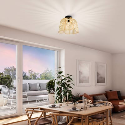 EGLO Glyneath plafondlamp van rotan