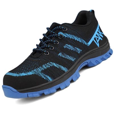 Chaussures de sport pour hommes, chaussures de sécurité, bonnes Anti-écrasement, Anti-coup de couteau, chaussures plates résistantes à l'usure, chaussures de sport décontractées assorties avec tout 39 bleu