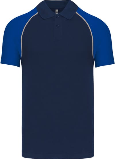 Herenpolo 'Baseball' korte mouwen Navy/Royal Blue - M