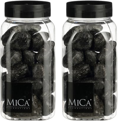 Mica Decorations decoratie stenen - 2x - groot - 650ml - antraciet mix - hobby steentjes - sier stenen