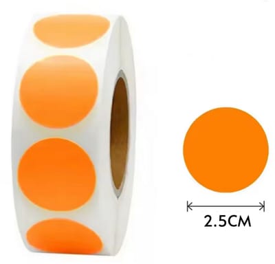 Stippen Stickers Oranje 25MM - 500 op rol - Sluitzegels/Etiketten/Labels Organiseren met kleurcodes