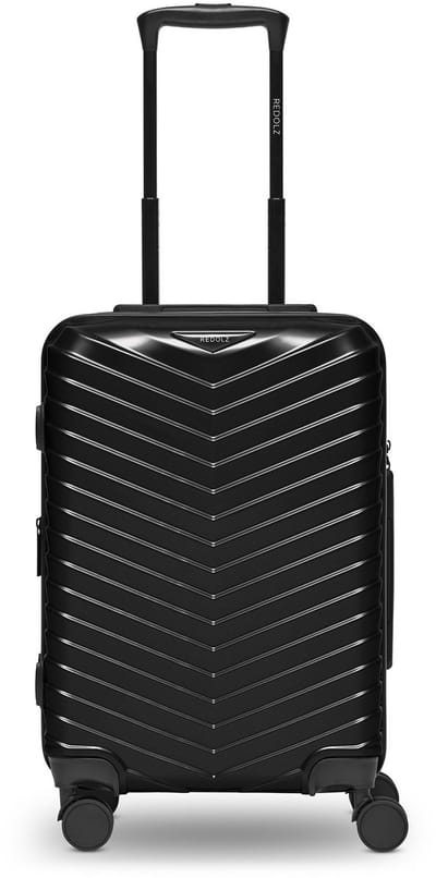 Redolz Essentials 18 4 wielen Cabinewagen 55 cm met uitbreidingsplooi - Harde bagage - TSA slot - metallic-black shiny