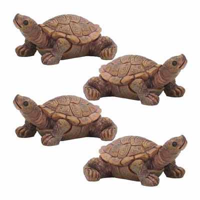 EXCITAT Tuindecoratie - Miniatuur Schildpad - Miniatuur Beeldje - Bloempot Decoratie - Hars - voor Bonsai, Tuin, Vetplanten, Plantenbakken - 4 stuks