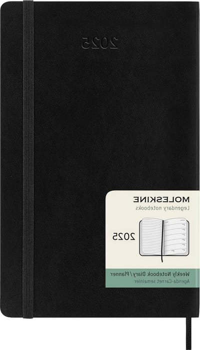 Wekplanner 2025 - weekagenda met notities - zwart - groot formaat 13x21 cm