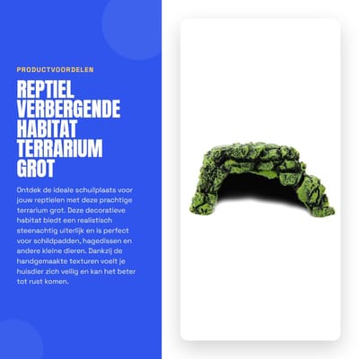 Dailygoods- Terrarium Grot - Hars - Decoratieve Schuilplaats - Voor Schildpadden/Hagedissen - Realistisch Uiterlijk - Veiligheid en Privacy - Aquariumdecoratie
