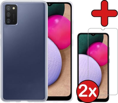 Hoesje - Met 2x Screenprotector - Geschikt voor Samsung Galaxy A03s - Sterk & Shockproof - Telefoon Hoes - Back Cover - Siliconen Case - Telefoonhoes - Transparant