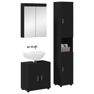 vidaXL - Badkamermeubel - Set - TULUM - 3 - st - Zwart - 60 - x - 34 - x - 63 - cm
