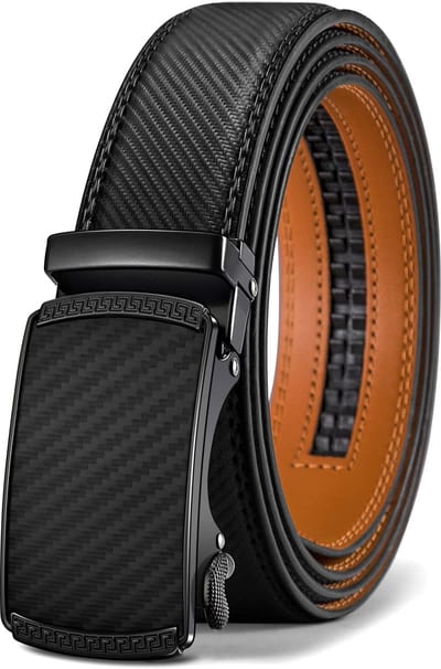 Riem heren - koe leer - riem automatische gesp - inkortbaar - cadeau man - cadeau mannen verjaardag - zwart-130cm