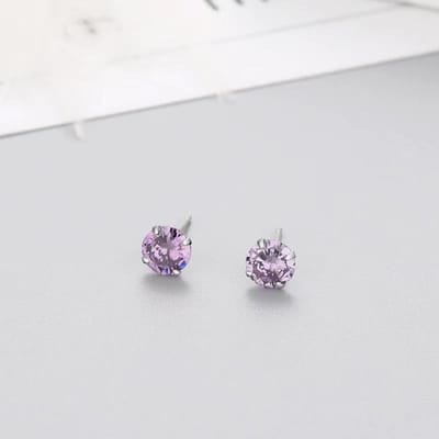 5mm Glanzende Vier Klauw Kleine Korte Stud Oorbellen Zirkonia voor Vrouwen Mannen Verjaardagscadeau Decoratie Noodzaak Sieraden white