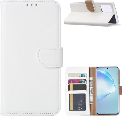 Hoesje Geschikt Voor Samsung Galaxy S20 Plus Boek hoesje met Pasjeshouder - Wit