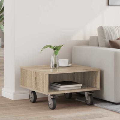 vidaXL - Bijzettafel - met - wielen - Sonoma - Eik - 50,5 - x - 50 - x - 30 - cm