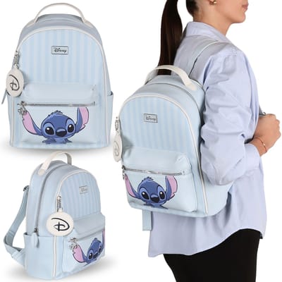 DISNEY Stitch eco-leer rugzak voor jongeren, ruime damesrugzak voor in de stad 24x10x34cm