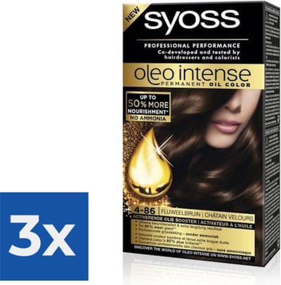 Syoss Oleo Intense - Haarverf - 4-86 - Fluweel Bruin - 115ml x 3