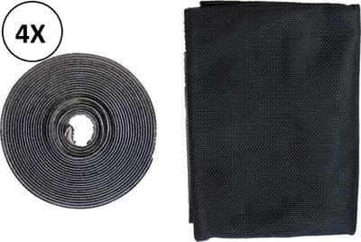 Combideal- horrengaas - raamhoor - 130x150 cm - zwart - 4 stuks