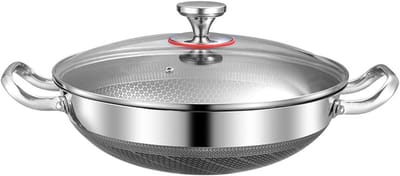 Roestvrijstalen Wokpan - Koekenpan met deksel - Allround Koken - Antiaanbaklaag zonder chemicaliën - 36CM Diameter