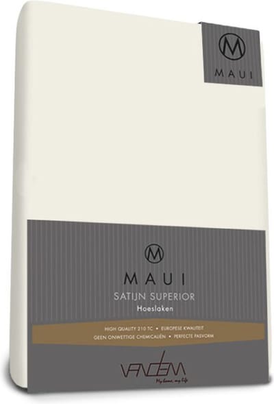 Maui - Van Dem -  satijn hoeslaken de luxe 80 x 200 cm creme