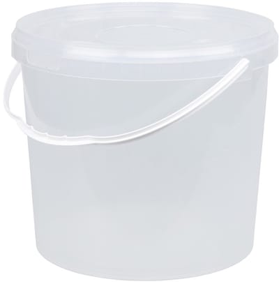 Emmer met deksel - 10 liter - rond - transparant
