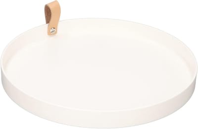 Moderne ronde make-up tray van glanzend wit ABS voor sieraden, parfumflessen en cosmetica