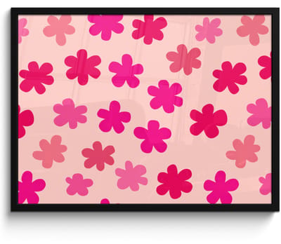 Poster in lijst - Fotolijst 80x60 cm - Posters - Bloemen - Patroon - Roze - Posterlijst zwart - Decoratie - Wanddecoratie woonkamer - Muurdecoratie slaapkamer