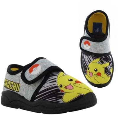 Pokémon - Pantoffels kinderen voor jongens - Pikachu Sloffen kind met klittenbandsluiting - Schoenen van 2 tot 8 jaar - Maat 26 - Grijs