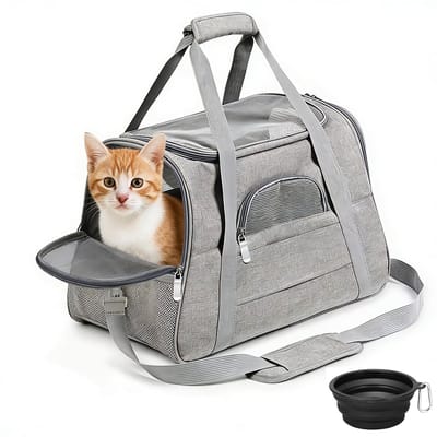 Dailygoods- Transporttas voor Kat/Hond - Opvouwbaar - Draagbaar - Huisdiertransportbox - Met uitneembare fleecemat - Afmetingen 43x25x28 cm - Draagtas