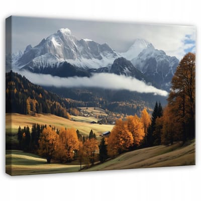 WALLARENA - Schilderij op canvas - 100x70 cm - Berglandschap natuur landschap - Geschikt voor slaapkamer en woonkamer