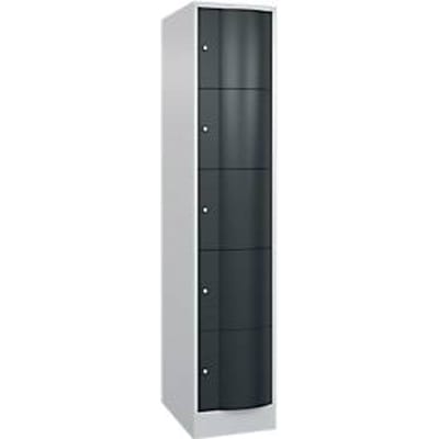 C+P Resisto lockerkast, 1 vak, 5 vakken, B 396 x D 640 x H 1950 mm, lichtgrijs/antracietgrijs