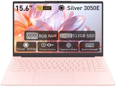 AUUSDA Laptop 15,6 inch, 8 GB DDR4, 512 GB SSD, Dual-Core 3050E (tot 2,80 GHz), notebook met vingerafdruksensor, verlicht toetsenbord, dubbele luidsprekers, HDMI, laptop voor studenten en kantoor