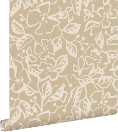 ESTAhome behang bladeren en bloemen beige - 50 x 900 cm - 131376