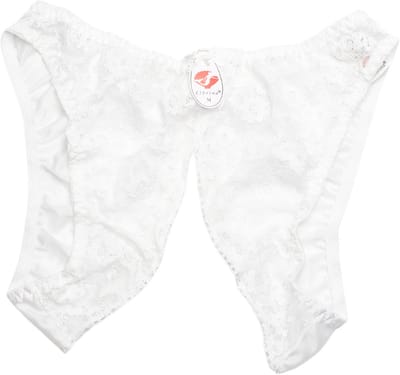 Elbrina Open Kruis Slip – Witte Kant Lingerie – Sexy en Verleidelijk Ondergoed voor Dames – Comfortabele en Luxe String - Maat M