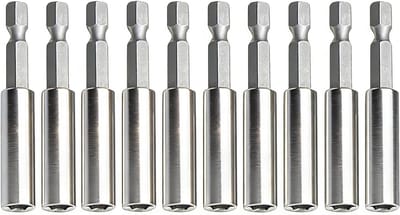 Set van 10 Magnetische Boor Bit Houder 1/4 inch, 60mm Hex Schroevendraaier Extensie, Geschikt voor Schroeven, Moeren en Handgereedschap