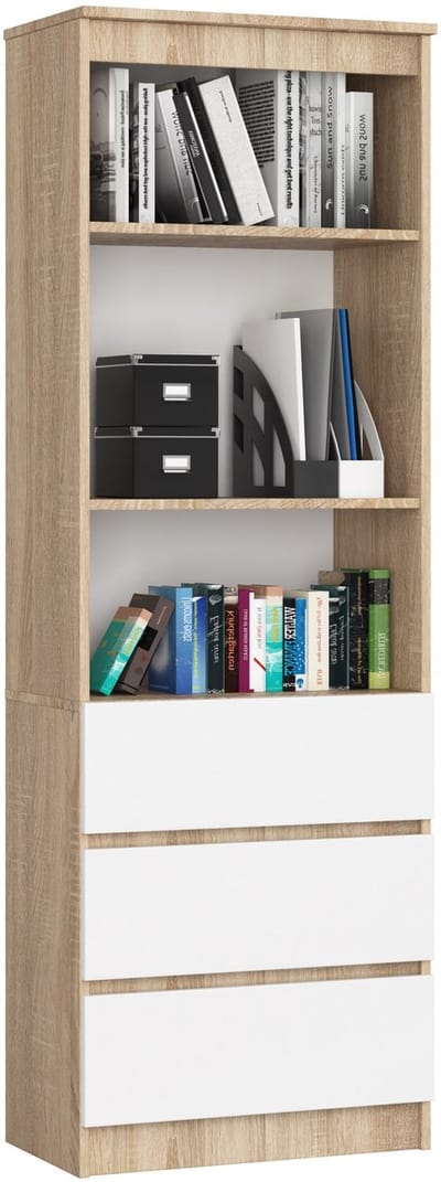Kantoorkast R60 met 3 Lades / AKORD Furniture Factory / Sonoma Eik - Wit / 60 x 180 x 35 cm