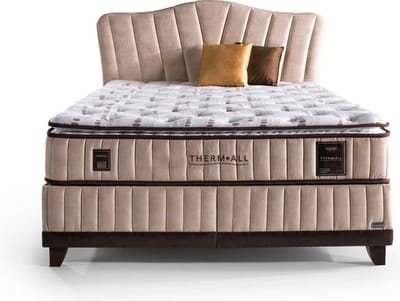 BSS Bedding Thermall Thermic Prime - Bed Boxspring Set - 90x200 - Complete Boxspring - Slaapkamerbed - 1 x Matras met Topper - 1 x Bedbox - 1 x Hoofdbord - Beige
